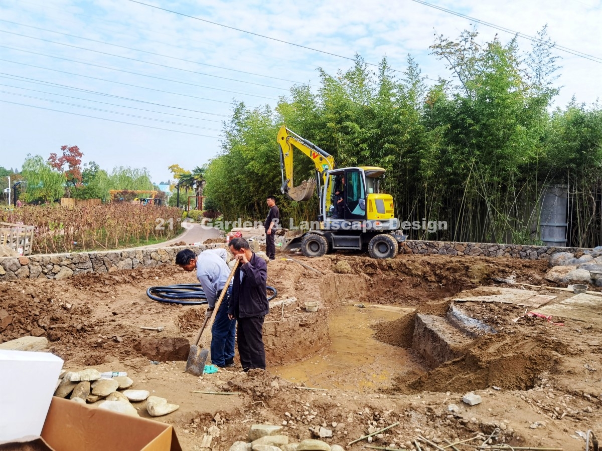 2021-武汉-300㎡-展示花园-日式山水庭（庭院施工） (9)